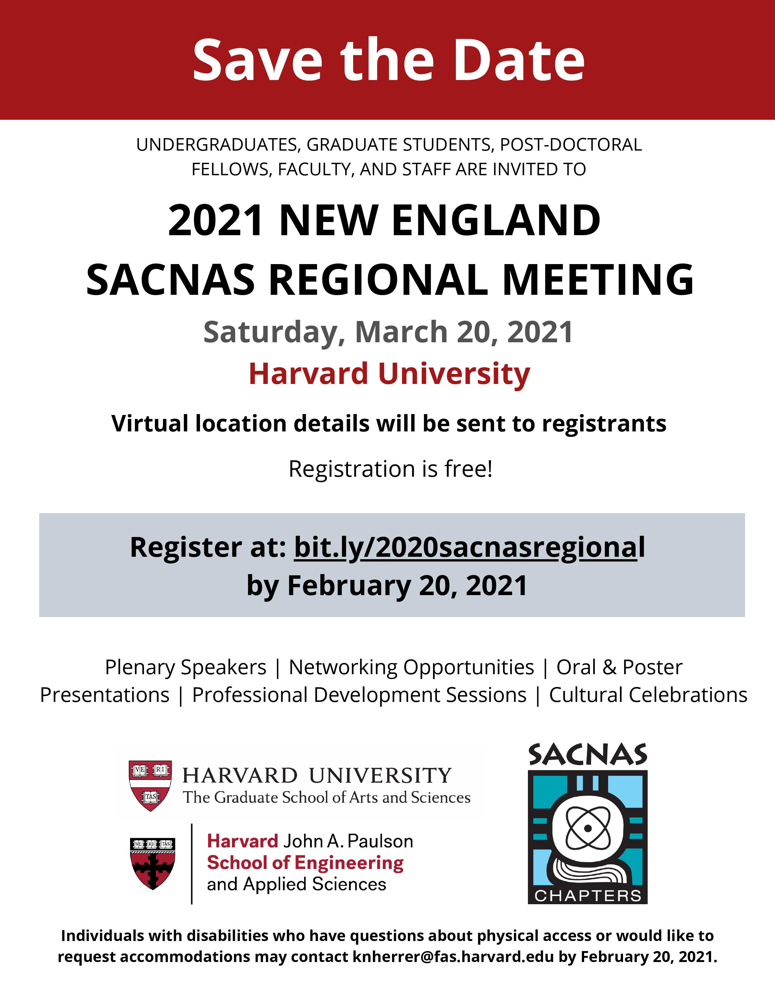 SACNAS Save the Date -Saturday, March 20, 2021